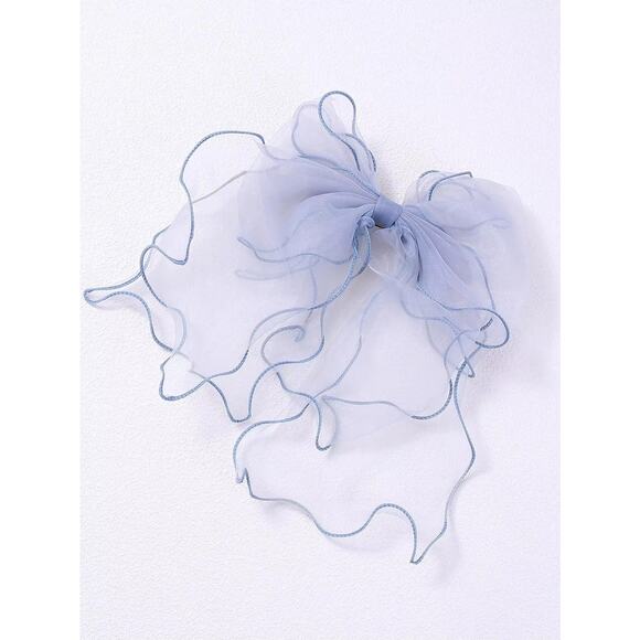 Blue Chiffon Hair Bow Clips Imported from Japan - Picture 2 of 2